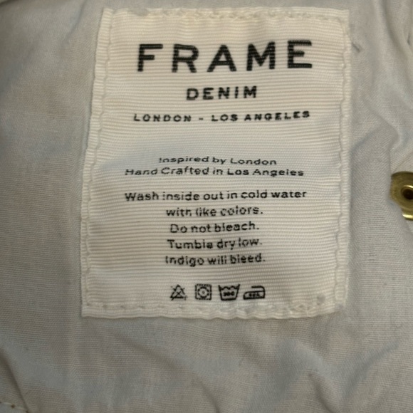 FRAME Le Garcon Mid Rise Relaxed Straight Leg Released Raw Hem Blue Jean Size 31 - Picture 12 of 13